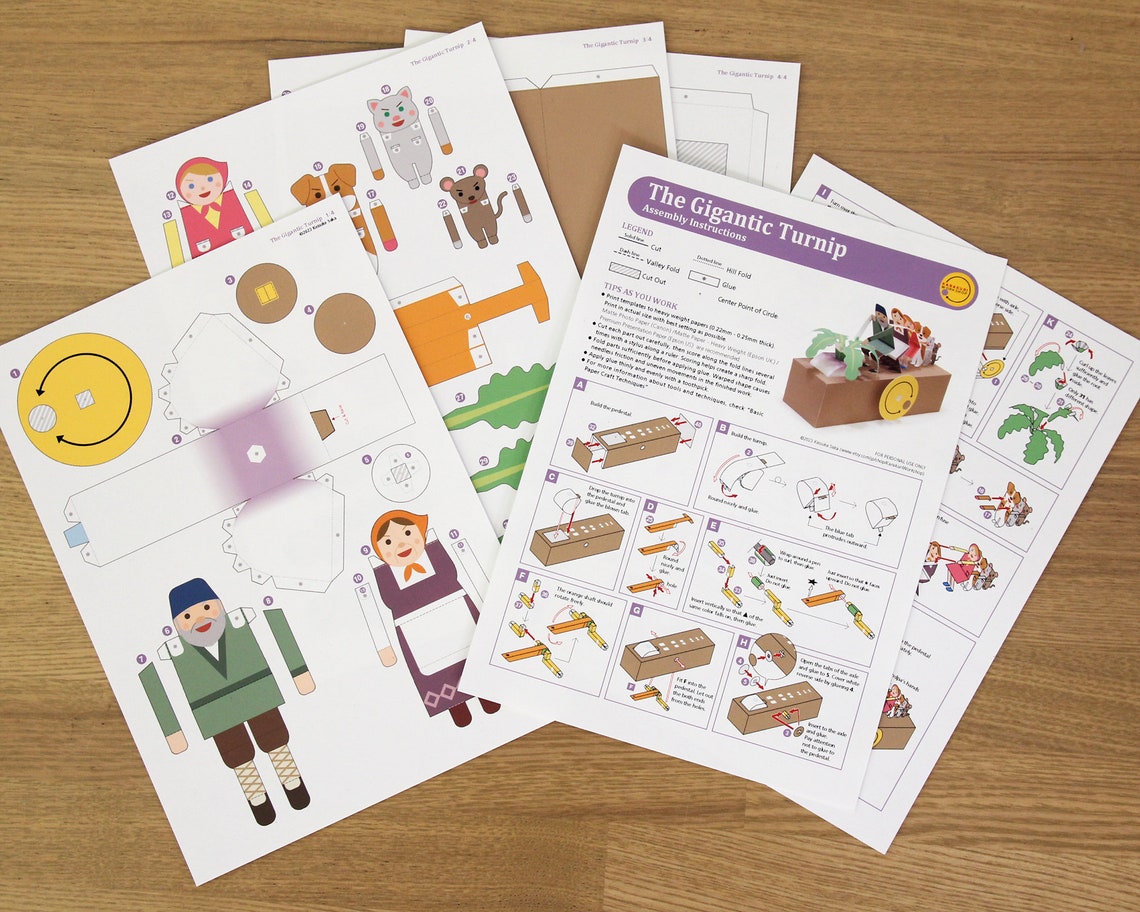 Turnip Rice Craft The Gigantic Turnip — Automata, Paper Craft, Instant Download, PDF, DIY ...