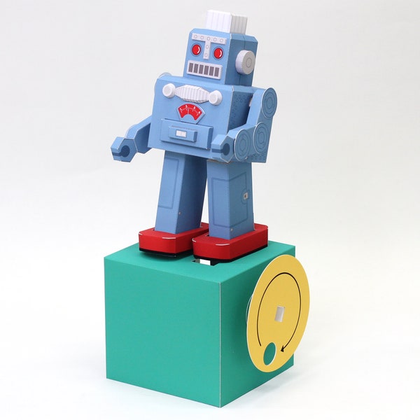 Walking Tin Robot — Automata, Paper Craft, Instant Download, PDF, DIY