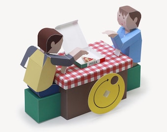 The Last Slice of Pizza — Automata, Paper Craft, Instant Download, PDF, DIY