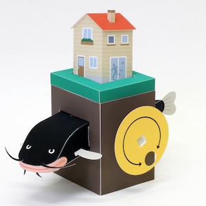 The Legend of Catfish — Automata, Paper Craft, Instant Download, PDF, DIY