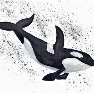 Orca, Watercolor Digital Print 8x10