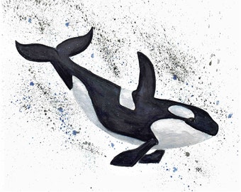 Orca, Watercolor Digital Print 8x10