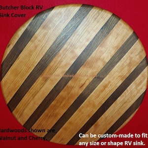 RV Sink Cover - Cutting Board - RV Boat Camper Sink up to 17&quot; Outside Diameter - Custom Hand Made - Food Safe Finish - High Quality - Solid