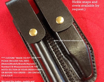 Double Combo Leather Holster - Fits 1 Flashlight & 1 Folded Multi-Tool or other items, etc - custom fit - Hand Made - High Quality - 2 sizes