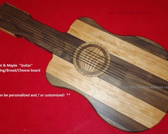 Cutting Board - Guitar - Hardwood - Custom Hand Made - Bread Cheese Charcuterie Board - Musician Music Lover - Fun Gift