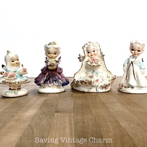 Vintage Wedding Bride, Groom, Maid of Honor and Flower Girl, Bridal Party Collection of Figurines