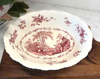 Mason’s Watteau Patent Ironstone Scalloped Edge Oval Serving Bowl