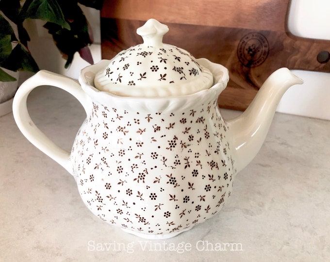 Adams English Ironstone Teapot in Sprig Pattern Etsy