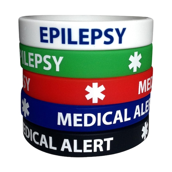5 pcs/lot Epilepsy Slicone Bracelets Adult Size 7.8" or 20 cm Wristband for Men Women