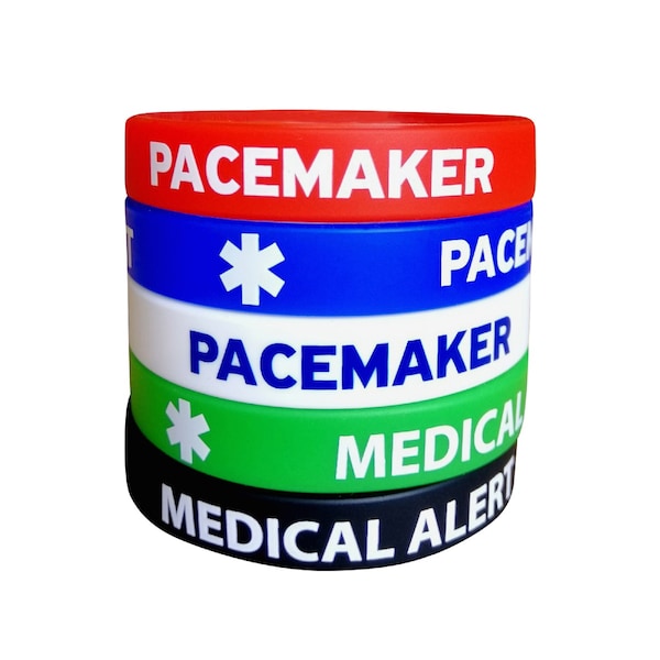 5 pcs/lot PACEMAKER Silicone Bracelets Adult Size 7.8" or 20 cm Wristband for Men Women