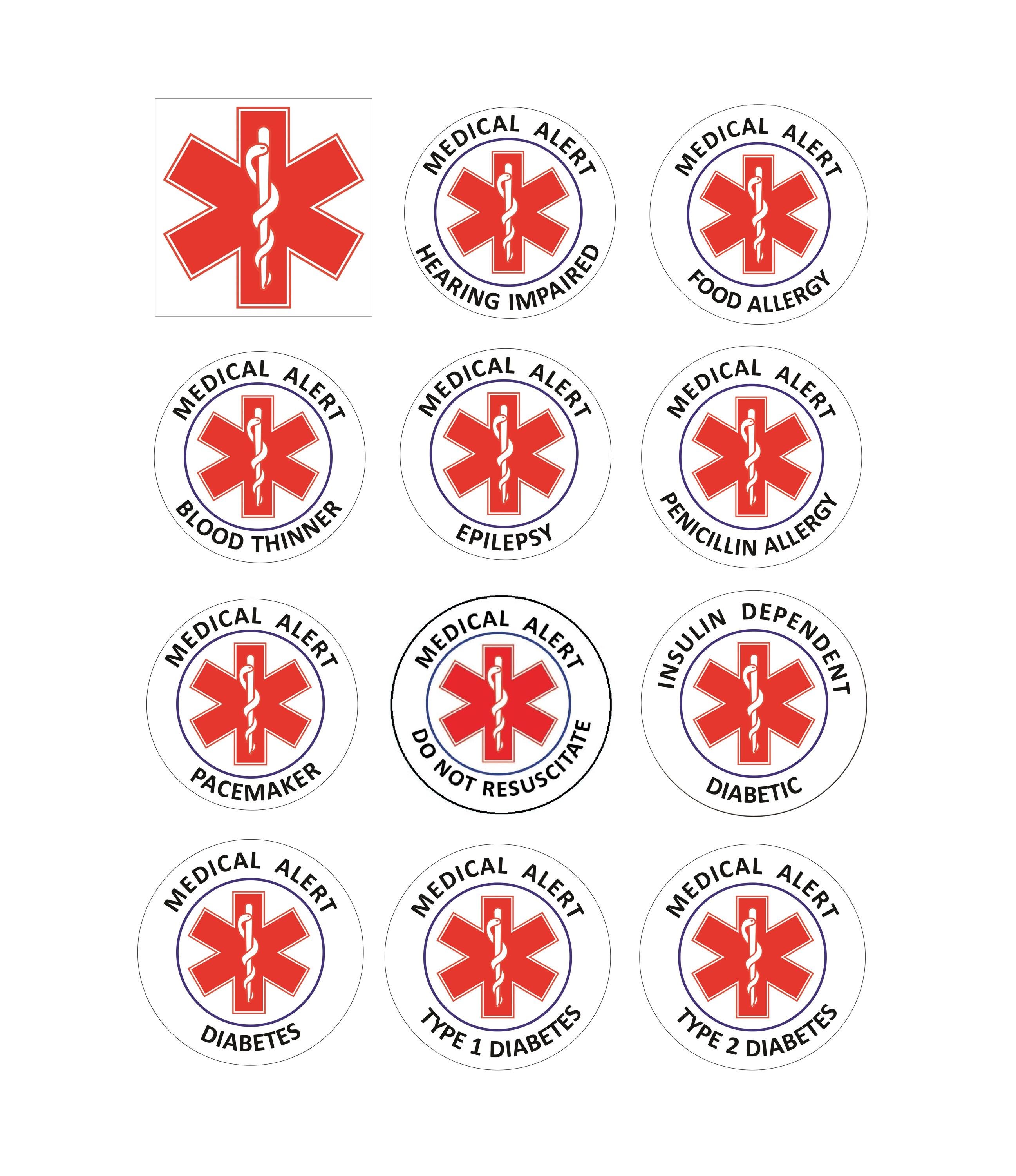 Pcn Sticker Emergency Medical Identification Penicillin Allergy Medical Alert ...