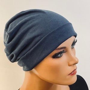 BASIC BEANIE/HAT blue comfortable chemotherapy chemo chemo headscarf hat convertible hat