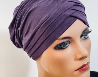 Turban hat beanie plum chemotherapy chemo chemo headscarf hat convertible hat summer beanie chemo hat headgear cancer