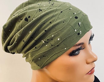 BEANIE khaki jersey comfortable chemo headscarf cap convertible cap summer beanie chemo cap headgear cancer