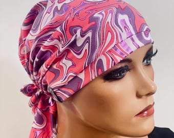 BANDANA ohne binden praktisch bequem  CHEMOMÜTZE Kopfbedeckung Krebs Chemotherapie Turban Kopftuch Cancer Krebs Kappe Hut Mütze Chemo Mütze