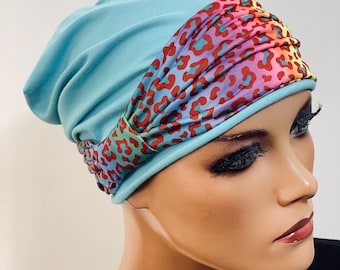 2-tlg. Kombiset BEANIE/MÜTZE + Stirnband ideal bei Chemotherapie oder als chices Accessoire  Chemo Mütze Kopftuch Mütze Krebs