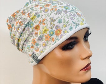 BASIC-BEANIE/MÜTZE bunt  Jersey mit   Rollsaum  bequem  Chemotherapie Krebs  Chemokopftuch Mütze Cabriomütze Sommerbeanie