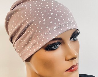 Nachtmütze Chemo Schlaf Mütze  rose getupft Baumwolle Chemomütze Chemokopfbedeckung Soft Cap