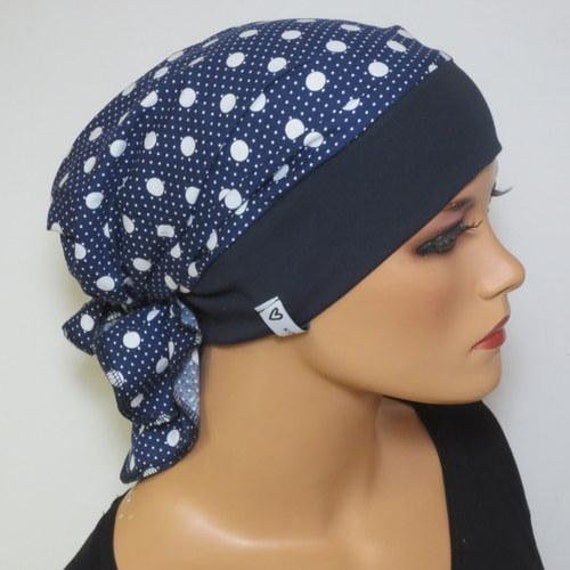 CHEMOMÜTZE KOPFTUCHMÜTZE TURBAN marine praktisch bequem CHEMO