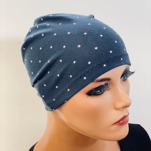 Night Cap Chemo Sleep Cap Dark Blue Cotton Chemo Hat Chemo Headwear Soft Cap