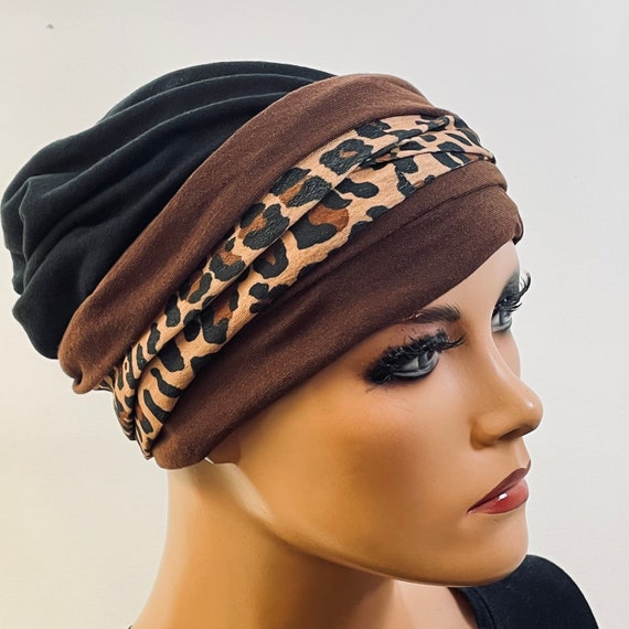 3-piece Set BEANIE+ Headbands Black Chemotherapy, Hair Loss