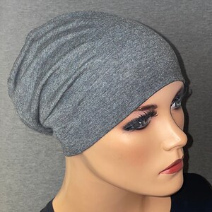 3-tlg. Set BEANIE 2 Stirnbänder grau BESTSELLERChemotherapie, Haarausfall, Alopezie, Turban, Chemomütze, Kopfbedeckung Krebs, Cancer, Bild 4