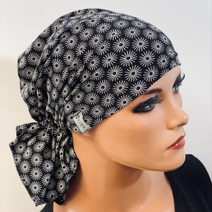 BANDANA ohne binden WUNSCHFARBEpraktisch bequem CHEMOMÜTZE Kopfbedeckung Krebs Chemotherapie Turban Kopftuch Cancer Krebs schwarz weiß