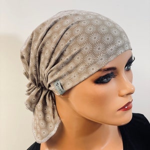 BANDANA ohne binden WUNSCHFARBEpraktisch bequem CHEMOMÜTZE Kopfbedeckung Krebs Chemotherapie Turban Kopftuch Cancer Krebs taupe weiß