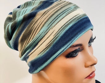 Beanie/Mütze in Feinstrickoptik bunt gestreift mit Twist   bequem  Chemotherapie Krebs  Chemokopftuch Mütze Cabriomütze Chemomütze