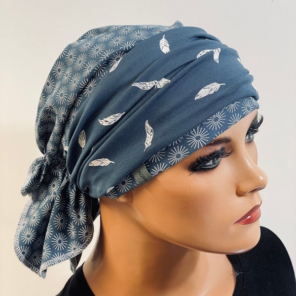 BANDANA ohne binden + 1 STIRNBAND beidseitig tragbar bequem CHEMO