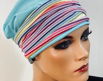 2-tlg. Kombiset BEANIE/MÜTZE + Stirnband ideal bei Chemotherapie oder als chices Accessoire  Chemo Mütze Kopftuch Mütze Krebs