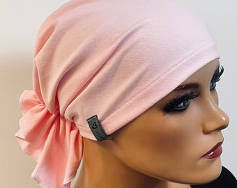 BANDANA Mütze rosa  ohne binden  Chemotherapie Chemokopfbedeckung Krebs Chemomütze Chemotuch Turban Sport Alopezie Cabriomütze