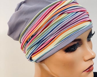 2-tlg. Kombiset BEANIE/MÜTZE + Stirnband ideal bei Chemotherapie oder als chices Accessoire  Chemo Mütze Kopftuch Mütze Krebs