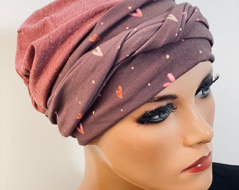 2-tlg. Kombiset BEANIE/MÜTZE + langes Band  ideal bei Chemotherapie oder als chices Accessoire  Chemo Mütze Kopftuch Mütze Krebs