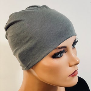 Night Cap Chemo Sleep Cap Gray Chemo Hat Chemo Headwear Soft Cap