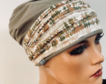 2-tlg. Kombiset BEANIE/MÜTZE + Stirnband ideal bei Chemotherapie oder als chices Accessoire  Chemo Mütze Kopftuch Mütze Krebs
