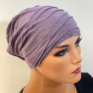 BEANIE/HAT great structure mauve mottled also ideal as a chemo hat, chemo headgear, chemo towel,