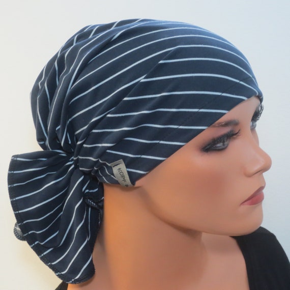 CHEMOMÜTZE KOPFTUCHMÜTZE TURBAN marine praktisch bequem CHEMO