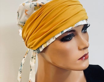 2-tlg.Sommer SET Bandana  praktisch bequem  CHEMOMÜTZE Kopfbedeckung Krebs Chemotherapie Turban Kopftuch Cancer Krebs Kappe