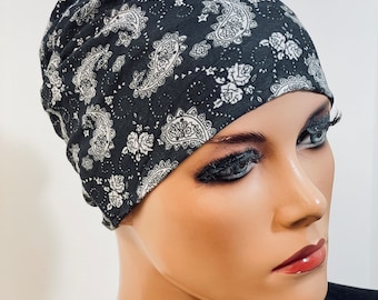 Nachtmütze Chemo Schlaf Mütze  blau Chemokopfbedeckung Soft Cap