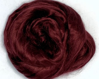 Merlot, Dyed Mulberry Silk, Bombyx Silk, Top, Roving, AAA+, Spinning, Felting, 1 oz