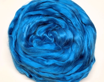Sky Blue, Dyed Mulberry Silk, Bombyx Silk, Top, Roving, AAA+, Spinning, Felting, 1 oz