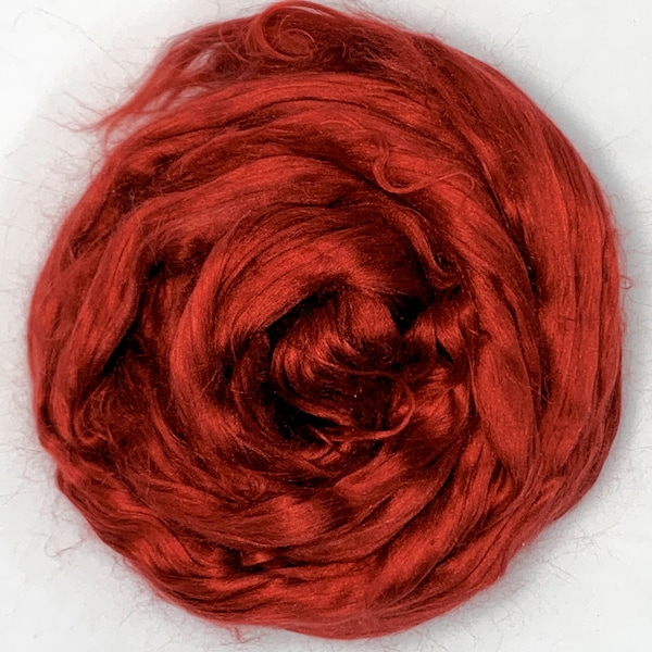 Oxblood Red, Dyed Mulberry Silk, Bombyx Silk, Top, Roving, AAA+, Spinning, Felting, 1 oz