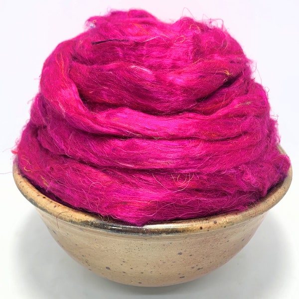 Passion Flower - Sari Silk, Top, Roving, Spinning, Felting, 1 oz