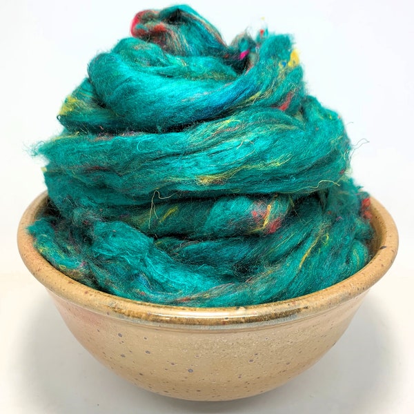 Mermaid - Sari Silk - Top, Roving, Spinning, Felting - 1 oz
