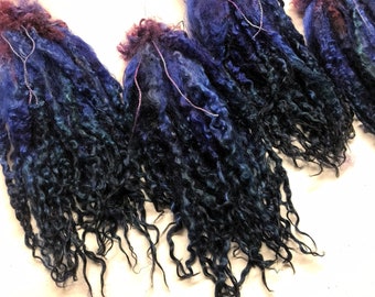 Midnight - Long Masham Wool Locks - Spinning Weaving Felting Doll Troll Hair - 1 oz