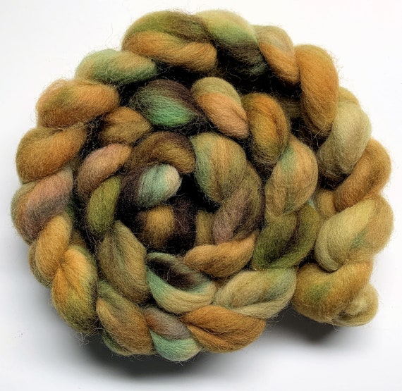 Changing Leaves, Shetland Wool, Hand Dyed, Braid, Spinning, Roving,  Felting, Top