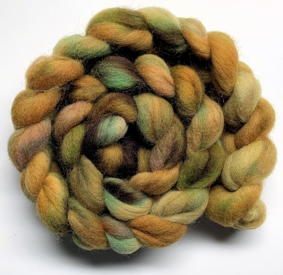 Changing Leaves, Shetland Wool, Hand Dyed, Braid, Spinning, Roving, Felting, Top
