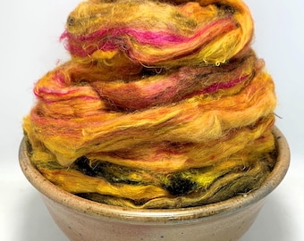 Girasol - Seda Sari, Top, Roving, Hilado, Fieltrado, 1 oz