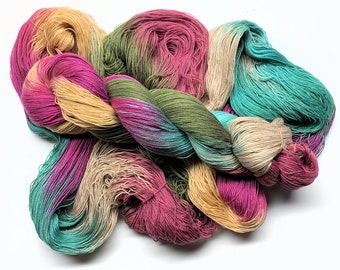 Otoño Floral - Hilo pintado a mano, grosor de encaje fino, madeja de algodón y tencel 8/2 - 1000 yardas